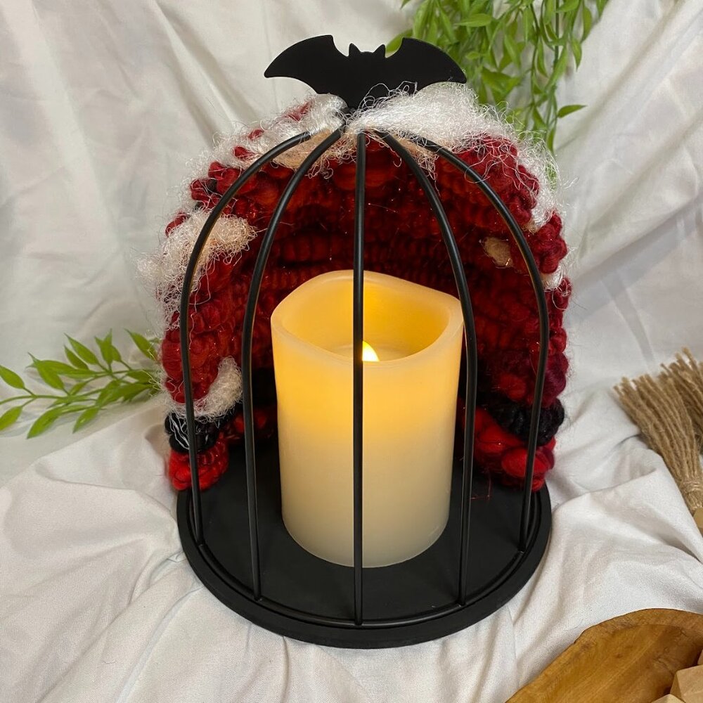 Handwoven Bat Cage Candle Display Decor